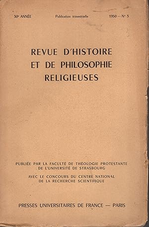 Image du vendeur pour Revue d'Histoire et de Philosophie Religieuses. - 30 Anne - N 3 mis en vente par PRISCA