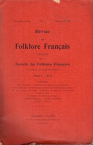 Bild des Verkufers fr Revue de Folklore Franais. Organe de la Socit du Folklore Franais - Tome I - N 2 zum Verkauf von PRISCA