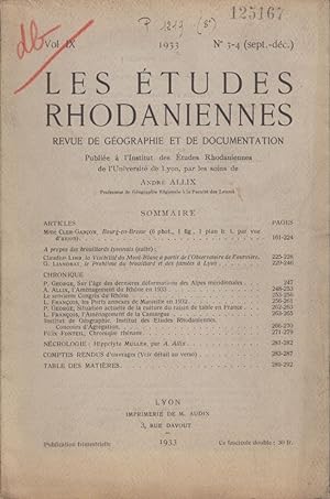 Immagine del venditore per Les tudes Rhodaniennes. - Revue de Gographie Rgionale. - Vol. IX - N 3-4 venduto da PRISCA