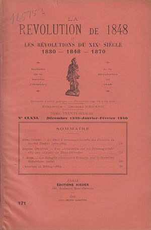 Image du vendeur pour La Rvolution de 1848 et les Rvolutions du XIX sicle 1830 - 1848 - 1870. - Tome 36 - N CLXXI mis en vente par PRISCA