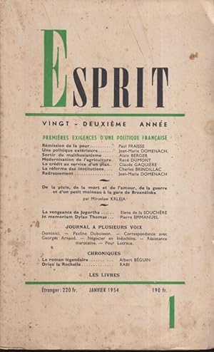 Imagen del vendedor de Esprit. - 22 Anne - N 1 - Premires exigences d'une politique franaise. a la venta por PRISCA