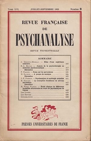 Seller image for Revue Franaise de Psychanalyse - Tome XIX - N 3 for sale by PRISCA