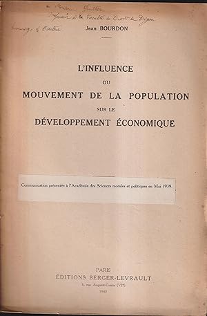 Bild des Verkufers fr L'influence du mouvement de la population sur le dveloppement conomique zum Verkauf von PRISCA