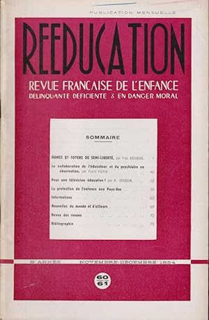 Seller image for Rducation. - Revue franaise de l'enfance dlinquante dficiente & en danger moral. - 8 Anne - N 60-61 for sale by PRISCA