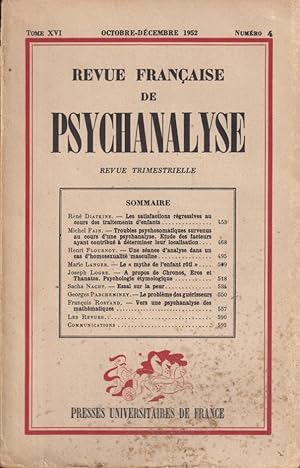 Bild des Verkufers fr Revue Franaise de Psychanalyse. - Tome XVI - N 4 zum Verkauf von PRISCA