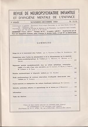 Image du vendeur pour Revue de Neuropsychiatrie Infantile et d'Hygine Mentale de l'Enfance. - 7 Anne - N 11-12 mis en vente par PRISCA