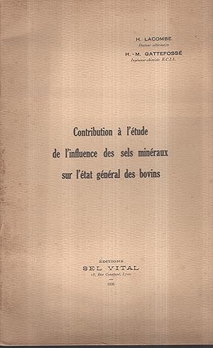 Immagine del venditore per Contribution  l'tude de l'influence des sels minraux sur l'tat gnral des bovins. venduto da PRISCA