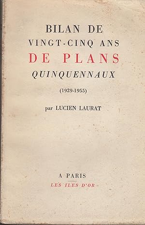 Bild des Verkufers fr Bilan de vingt-cinq ans de plans quinquennaux (1929-1955). zum Verkauf von PRISCA