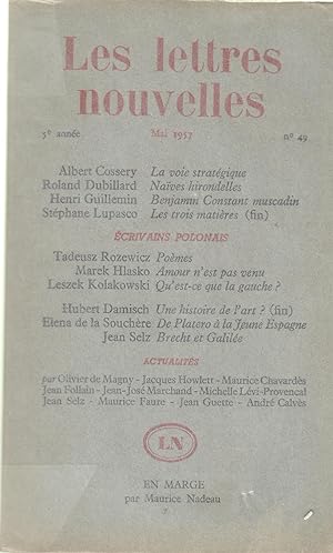 Bild des Verkufers fr Les nouvelles lettres - 5e anne - Mai 1957 - N 49 zum Verkauf von PRISCA
