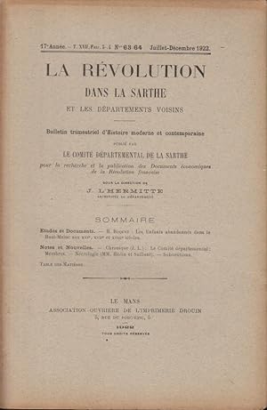 Bild des Verkufers fr La Rvolution dans la Sarthe et les Dpartements voisins. - 17 Anne - T. XVII - Fasc. 3-4 - N 63-64. zum Verkauf von PRISCA