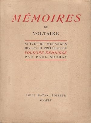Seller image for Mmoires, suivis de mlanges divers et prcdes de Voltaire dmiurge, for sale by PRISCA