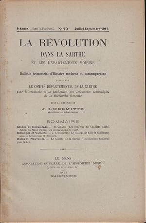 Imagen del vendedor de La Rvolution dans la Sarthe et les Dpartements voisins. - 6 Anne - Tome VI - Fascicule 3 - N 19 a la venta por PRISCA