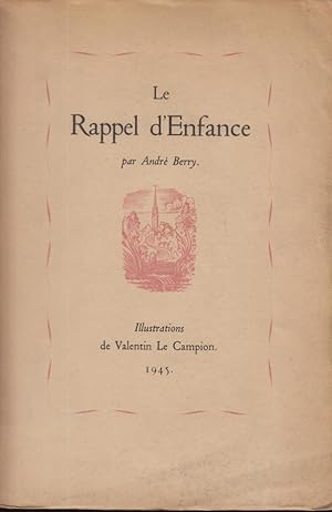 Seller image for Le rappel d'enfance. for sale by PRISCA