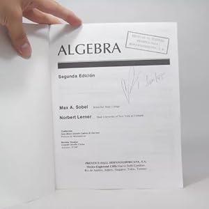 Imagen del vendedor de lgebra Max A Sobel Norbert Lerner Prentice Hall 1989 Y6 a la venta por Libros librones libritos y librazos