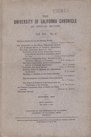 Immagine del venditore per The University of California Chronicle. An Official Record. - Vol. XX - N 4. venduto da PRISCA