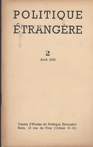 Seller image for Politique trangre - N 2 - Avril 1936 for sale by PRISCA