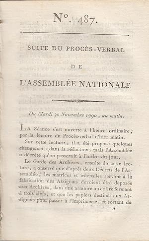 Seller image for Suite du procs -Verbal de L'Assemble Nationale. Du Mardi 30 Novembre 1790, au matin. N 487 for sale by PRISCA