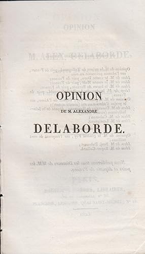 Image du vendeur pour Opinion de M. Alex. Delaborde, Dput de la Seine, sur l'Emprunt de cent millions. (sance du 24 Fvrier 1823). mis en vente par PRISCA