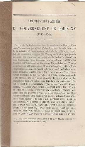 Seller image for Les premires annes du gouvernement de Louis XV for sale by PRISCA