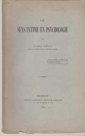 Imagen del vendedor de Le sens intime en psychologie. a la venta por PRISCA