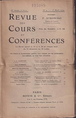 Bild des Verkufers fr Revue des Cours et Confrences. - 35 Anne (2 Srie) - N 9 - 15 Avril 1934. zum Verkauf von PRISCA