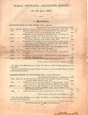 PUBLIC PETITIONS.  SIXTEENTH REPORT. SELECT COMMITTEE. 18-20 April, 1866