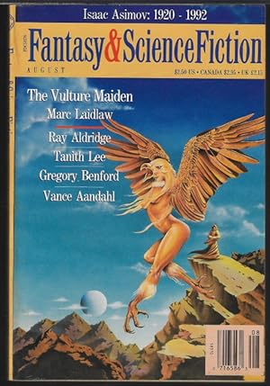 Bild des Verkufers fr The Magazine of FANTASY AND SCIENCE FICTION (F&SF): August, Aug. 1992 zum Verkauf von Books from the Crypt