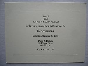 Seller image for Ida Applebroog buffet dinner Dean and Deluca Oct 26 1991 invite postcard for sale by ANARTIST