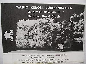 Immagine del venditore per Mario Ceroli Lumpenballen Galerie Rene Block Berlin 1969 Exhibition invite postcard venduto da ANARTIST