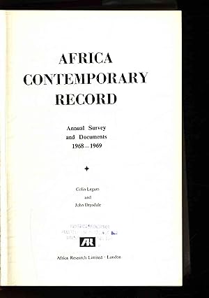 Immagine del venditore per Africa Contemporary Record. Annual Survey and Documents 1968-1969 venduto da Antiquariat Bookfarm