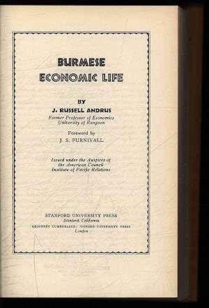 Seller image for Burmese Economic Life. for sale by Antiquariat Bookfarm