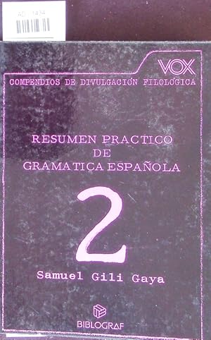 Imagen del vendedor de Resumen prctico de gramtica espaola. a la venta por Antiquariat Bookfarm