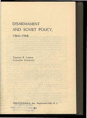 Bild des Verkufers fr Disarmament and Soviet Policy, 1964-1968. zum Verkauf von Antiquariat Bookfarm