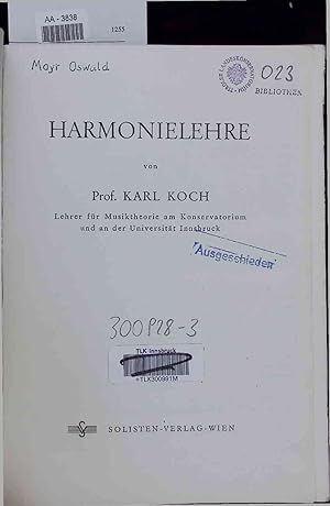 Bild des Verkufers fr Harmonielehre. zum Verkauf von Antiquariat Bookfarm
