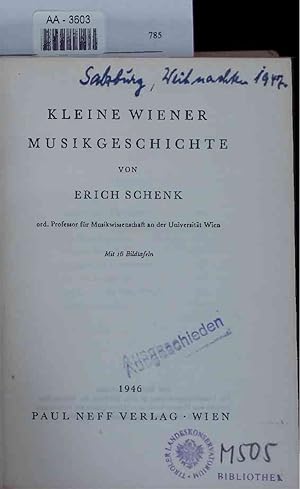 Bild des Verkufers fr Kleine Wiener Musikgeschichte. AA-3603 zum Verkauf von Antiquariat Bookfarm