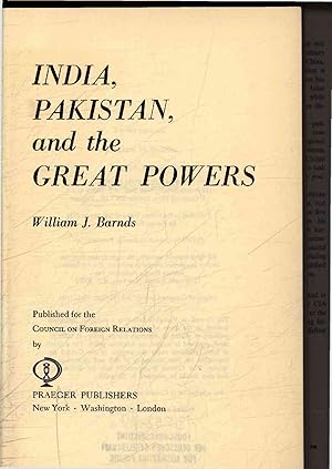 Bild des Verkufers fr India, Pakistan, and the Great Powers. zum Verkauf von Antiquariat Bookfarm