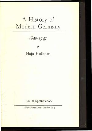Bild des Verkufers fr A History of Modern Germany, 1840-1945. zum Verkauf von Antiquariat Bookfarm
