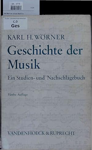 Bild des Verkufers fr Geschichte der Musik. Ein Studien- und Nachschlagebuch zum Verkauf von Antiquariat Bookfarm