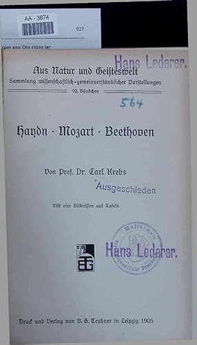 Immagine del venditore per Haydn - Mozart - Beethoven. AA-3674 venduto da Antiquariat Bookfarm