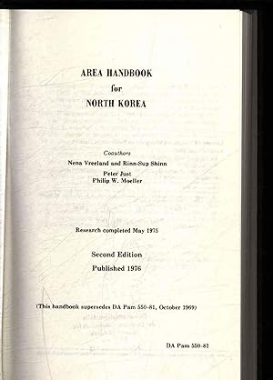 Bild des Verkufers fr Area handbook for North Korea. zum Verkauf von Antiquariat Bookfarm