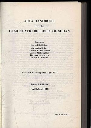 Bild des Verkufers fr Area Handbook for the Democratic Republic of Sudan. Second Edition zum Verkauf von Antiquariat Bookfarm