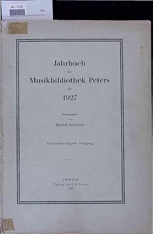 Immagine del venditore per Jahrbuch der Musikbibliothek Peters fr 1927. venduto da Antiquariat Bookfarm