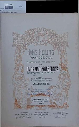 Bild des Verkufers fr Hans Heiling Romantische Oper in 3 Aufzgen mit einem-Vorspiele. zum Verkauf von Antiquariat Bookfarm