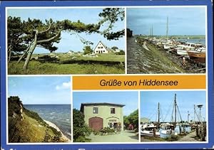 Bild des Verkufers fr Ansichtskarte / Postkarte Neuendorf auf der Insel Hiddensee, Windflchter, Seglerhafen am Schwarzen Peter, Kloster zum Verkauf von akpool GmbH