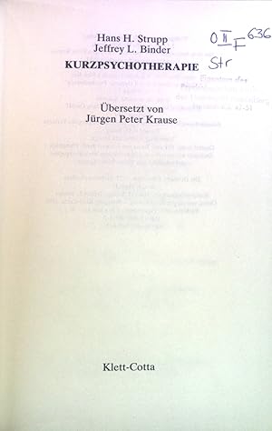 Image du vendeur pour Kurzpsychotherapie. mis en vente par books4less (Versandantiquariat Petra Gros GmbH & Co. KG)