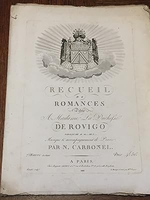 Recueil de romances dédié à Madame la Duchesse de Rovigo.