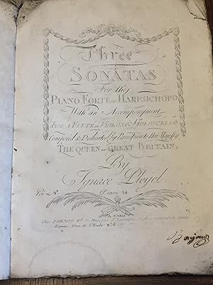 Three sonatas for the piano forte or harpsichopd with an accompagnement for a flute or violon et ...