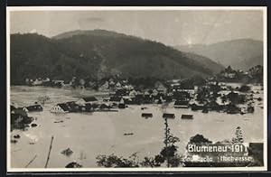 Postcard Blumenau, Hochwasser 1911, Ortsansicht