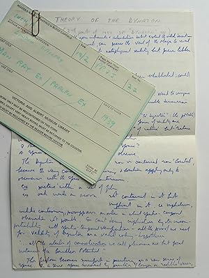 Autograph notes on 'Theory of Dynaton', the 3rd part as published by San Francisco Museum of Fine...