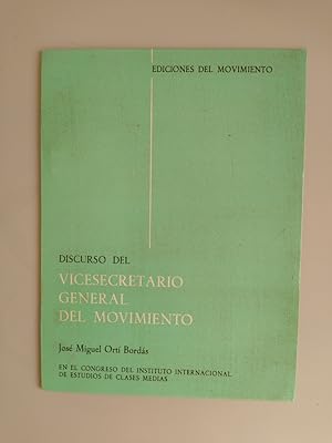 Seller image for DISCURSO DEL VICESECRETARIO GENERAL DEL MOVIMIENTO. for sale by TraperaDeKlaus